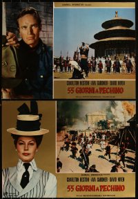 5c0296 55 DAYS AT PEKING 12 Italian 19x27 pbustas 1963 Charlton Heston, Ava Gardner & Niven!