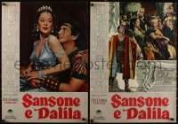 5c0313 SAMSON & DELILAH 8 Italian 19x27 pbustas R1959 Hedy Lamarr & Victor Mature, Cecil B. DeMille!