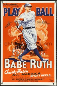 5c0227 PLAY BALL WITH BABE RUTH S2 poster 2001 wonderful artwork of the amazing baseball legend!