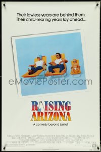 5c0811 RAISING ARIZONA 1sh 1987 Coen Brothers, best art of Nicolas Cage, Holly Hunter & baby!