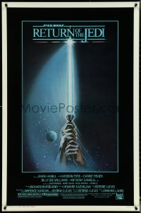 5c0819 RETURN OF THE JEDI 1sh 1983 Star Wars Episode VI, hands holding lightsaber by Tim Reamer!