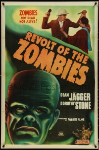 5c0821 REVOLT OF THE ZOMBIES 1sh R1947 cool artwork, they're not dead and they're not alive!