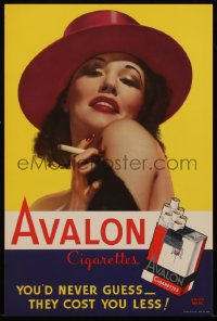 5c0368 BROWN & WILLIAMSON 10x16 advertising poster 1940s sexy woman wearing lavender hat, Avalon!