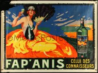 5c0014 FAP'ANIS 48x63 French advertising poster 1920s Delval art of sexy flapper drinking!