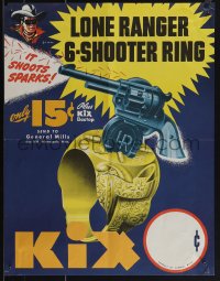 5c0374 LONE RANGER 17x22 advertising poster 1947 toy pistol on rings shoots sparks, ultra rare!