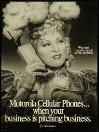 5c0375 MAE WEST 18x24 advertising poster 1980s sexy star using Motorola DynaTAC brick cell phone!