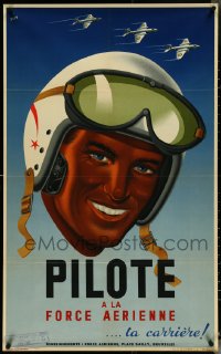 5c0173 PILOTE A LA FORCE AERIENNE 25x39 Belgian special poster 1960s Duv art of pilot, ultra rare!