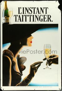 5c0017 TAITTINGER DS 47x69 French advertising poster 1988 art of sexy woman & champagne!