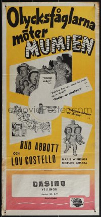 5c0336 ABBOTT & COSTELLO MEET THE MUMMY Swedish stolpe 1955 Bud & Lou are back in their mummy's arms!