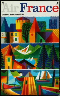 5c0157 AIR FRANCE 25x39 travel poster 1965 great colorful art by Jacques Nathan-Garamond, Europe!
