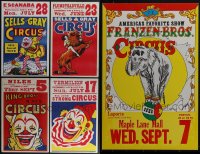 5d0020 LOT OF 5 UNFOLDED CIRCUS WINDOW CARDS 1950s-1980s great art of clowns & animal acts!