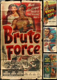 5d0009 LOT OF 4 FOLDED FILM NOIR KRAFTBACKED THREE-SHEETS 1940s Lancaster in Brute Force + more!