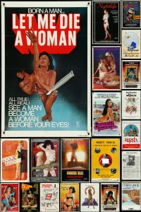 5d0234 LOT OF 38 FOLDED SEXPLOITATION ONE-SHEETS 1970s-1980s sexy images with some nudity!