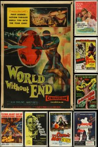 5d1185 LOT OF 11 FORMERLY FOLDED 1950S HORROR/SCI-FI/FANTASY ONE-SHEETS 1950s great titles & art!