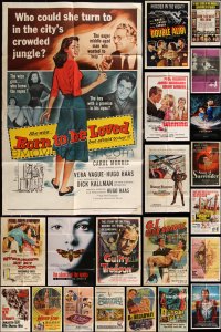 5d0224 LOT OF 48 FOLDED ONE-SHEETS 1940s-1980s great images from a variety of different movies!