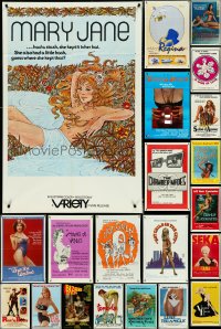 5d0231 LOT OF 42 FOLDED SEXPLOITATION ONE-SHEETS 1970s-1980s sexy images with some nudity!