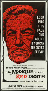 5f0168 MASQUE OF THE RED DEATH 3sh 1964 cool montage art of Vincent Price by Reynold Brown!