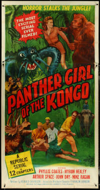 5f0173 PANTHER GIRL OF THE KONGO 3sh 1955 Phyllis Coates, wild art of man-made horror monsters!