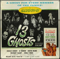 5f0072 13 GHOSTS 6sh 1960 William Castle, great art of all the spooks, cool horror in ILLUSION-O!
