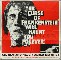 5f0073 CURSE OF FRANKENSTEIN 6sh 1957 enormous close up art of Christopher Lee as the monster!