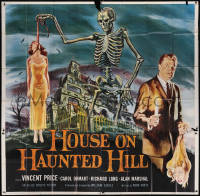 5f0076 HOUSE ON HAUNTED HILL 6sh 1959 classic art of Price & skeleton with hanging girl, rare!