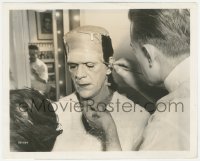 5f1254 SON OF FRANKENSTEIN candid 8x10 still 1939 Jack Pierce applies 12 lb head makeup on Karloff!