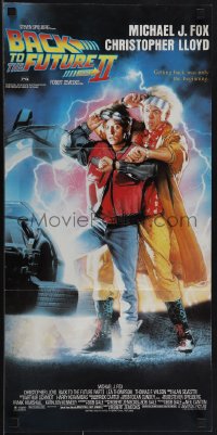 5f0185 BACK TO THE FUTURE II Aust daybill 1989 art of Michael J. Fox & Christopher Lloyd by Struzan!