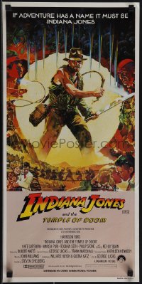 5f0192 INDIANA JONES & THE TEMPLE OF DOOM Aust daybill 1984 montage art of Harrison Ford by Vaughan!