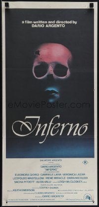 5f0193 INFERNO Aust daybill 1980 Dario Argento horror, cool skull & bleeding mouth artwork!