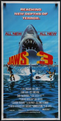 5f0194 JAWS 3-D Aust daybill 1983 great Gary Meyer shark artwork, different title!