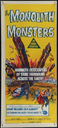 5f0197 MONOLITH MONSTERS Aust daybill 1957 cool sci-fi art of living mammoth skyscrapers of stone!