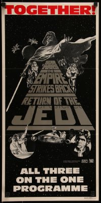 5f0208 STAR WARS TRILOGY Aust daybill 1983 George Lucas, Empire Strikes Back, Return of the Jedi!