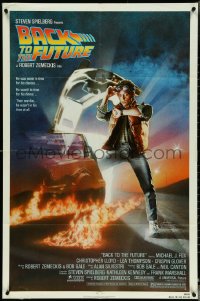 5f0625 BACK TO THE FUTURE NSS style 1sh 1985 art of Michael J. Fox & Delorean by Drew Struzan!