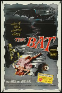 5f0634 BAT 1sh 1959 horror art of Vincent Price & sexy fallen girl, when it flies, someone dies!