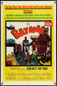 5f0636 BATMAN 1sh 1966 Adam West & Burt Ward, villains Meriwether, Romero, Meredith & Gorshin!