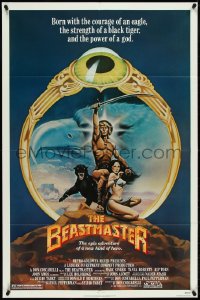 5f0645 BEASTMASTER 1sh 1982 Taylor art of bare-chested Marc Singer & sexy Tanya Roberts!