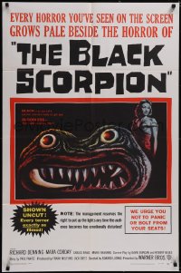 5f0654 BLACK SCORPION 1sh 1957 Rehberger of wacky creature looking more laughable than horrible!