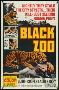 5f0655 BLACK ZOO 1sh 1963 great Reynold Brown art of fang & claw killers stalking human prey!