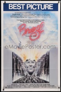 5f0671 BRAZIL 1sh 1985 Terry Gilliam, Jonathan Pryce, cool totally different sci-fi fantasy art!