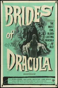 5f0673 BRIDES OF DRACULA 1sh 1960 Terence Fisher, Hammer horror, best vampire art by Joseph Smith!