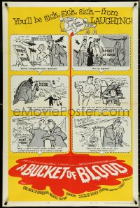 5f0678 BUCKET OF BLOOD 1sh 1959 Roger Corman, AIP, great RLL cartoon comic monster art!