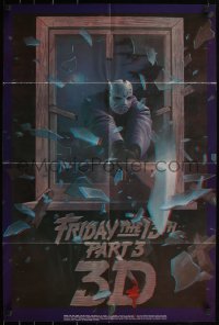 5f0006 FRIDAY THE 13th PART 3 - 3D 24x36 commercial poster 1982 great different Barry Jackson art!