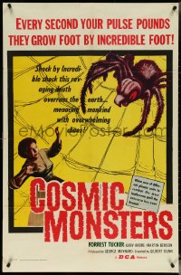 5f0701 COSMIC MONSTERS 1sh 1958 cool art of giant spider with terrified woman in its web!