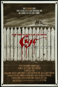 5f0708 CUJO 1sh 1983 Stephen King, horrifying artwork of bloody fence & house by Robert Tanenbaum!