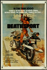 5f0724 DEATHSPORT 1sh 1978 David Carradine, cool art of futuristic battle motorcycle!