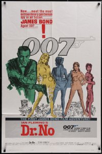 5f0735 DR. NO white smoke style 1sh 1963 Connery is most extraordinary gentleman spy, 1st James Bond!
