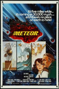 5f0119 METEOR English 1sh 1979 Sean Connery, Natalie Wood, different art with WTC by Tanenbaum!
