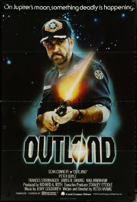 5f0121 OUTLAND English 1sh 1981 Sean Connery blasting shotgun is the only law on Jupiter's moon!