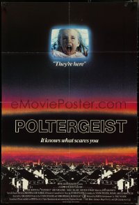 5f0122 POLTERGEIST English 1sh 1982 Tobe Hooper, classic, they're here, Heather O'Rourke by TV!