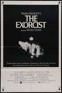 5f0764 EXORCIST 1sh 1974 William Friedkin horror classic, Von Sydow, rarer black & white style!